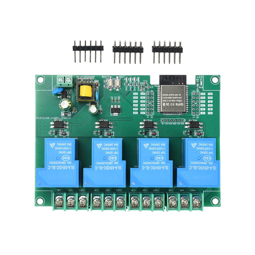 AC 220V 30A WIFI BT 4 Way Relay Module ESP32 Development Board 4 CH Relay Module Supports Secondary Development
AC 220V 30A WIFI BT 4 Way Relay Module ESP32 Development Board 4 CH Relay Module Supports Secondary Development