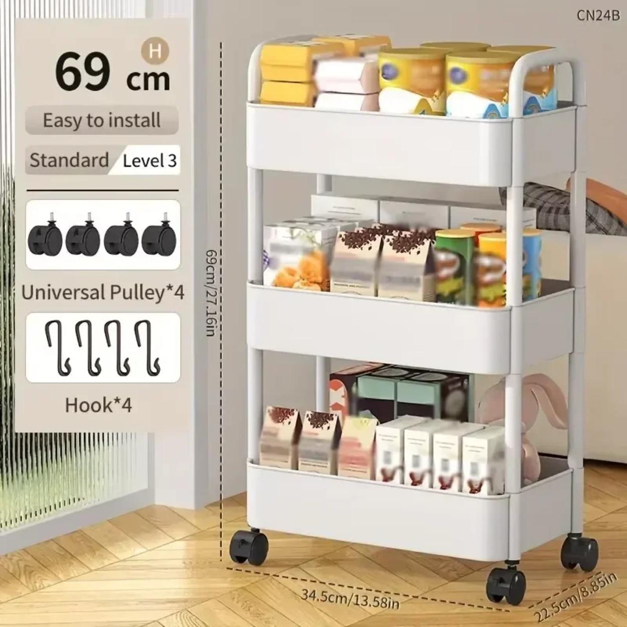 1 PC 3-Layer Rolling Plastic Storage Cart with Armrests - Space-Efficient Multi-Room Organizer, Matte Finish
1 PC 3-Layer Rolling Plastic Storage Cart with Armrests - Space-Efficient Multi-Room Organizer, Matte Finish