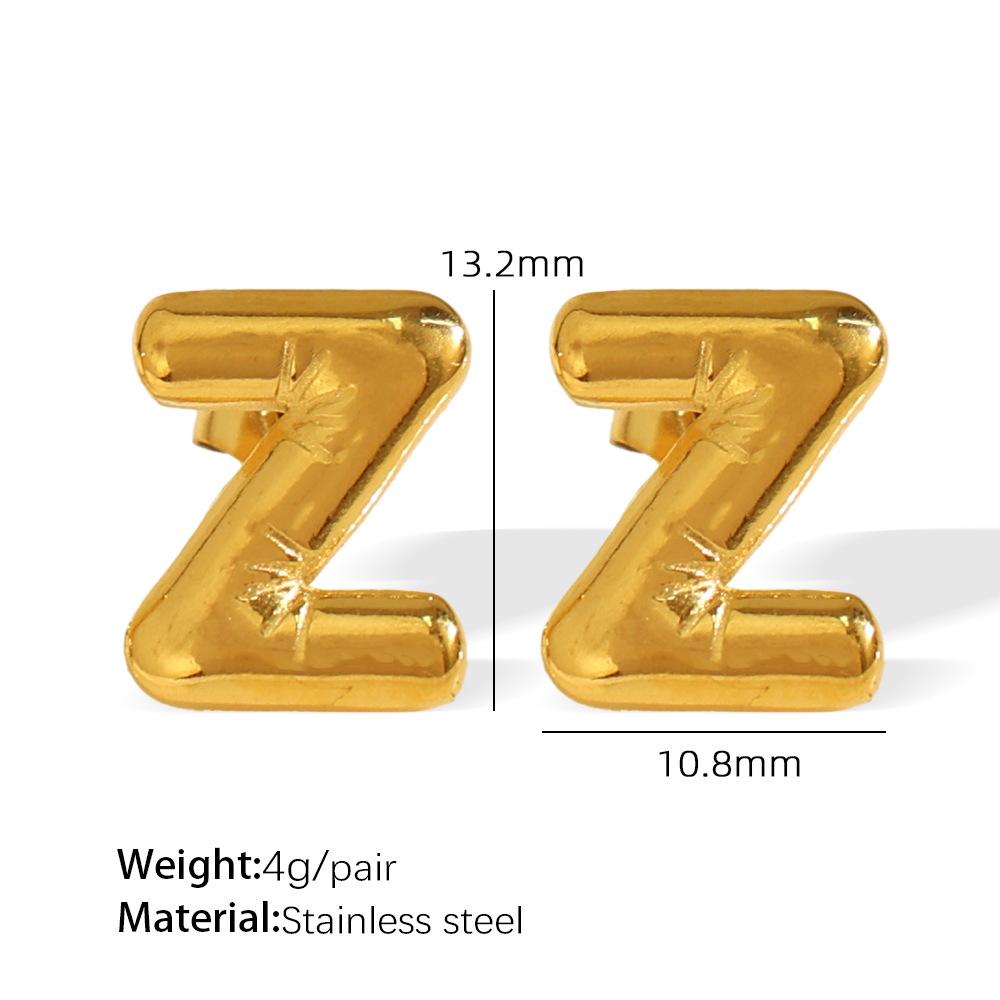 European and American 18k gold stainless steel bubble 26 letter stud earrings simple chubby earrings
European and American 18k gold stainless steel bubble 26 letter stud earrings simple chubby earrings