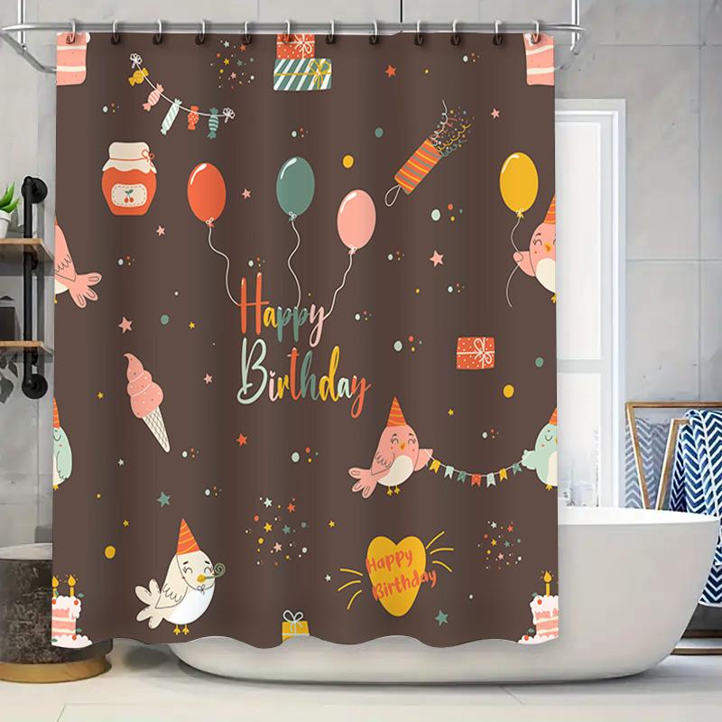 Birthday Shower Curtain With Happy Birthday Print Waterproof Fabric, Easy Hanging Tabs Decorate Your Bathroom Or Kitchen (Brown) W60H190(CM)-1 Pcs
Birthday Shower Curtain With Happy Birthday Print Waterproof Fabric, Easy Hanging Tabs Decorate Your Bathroom Or Kitchen (Brown) W60H190(CM)-1 Pcs