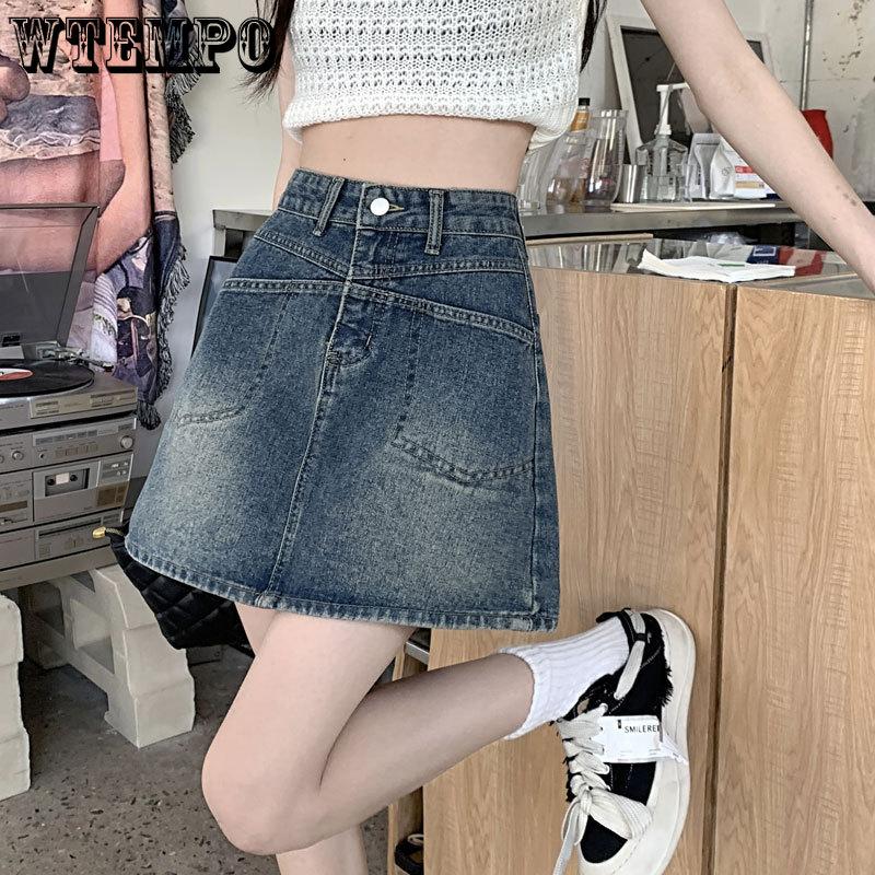 Women s A-line Denim Short Skirt Summer Pocket Design High Waist Hip Hugging Retro Denim Skirt S
Women s A-line Denim Short Skirt Summer Pocket Design High Waist Hip Hugging Retro Denim Skirt S