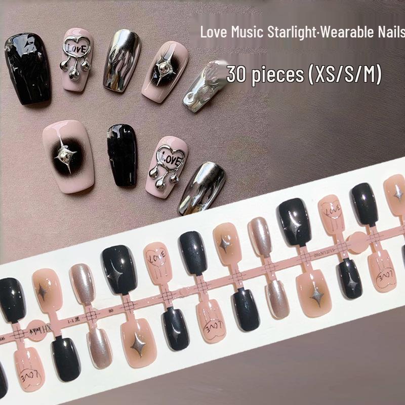 Y2K Black & Pink Spicy Press-On Nails: Sweet, Cool Magic Mirror Powder, Starlight Design, Gray-Pink Ombre.
Y2K Black & Pink Spicy Press-On Nails: Sweet, Cool Magic Mirror Powder, Starlight Design, Gray-Pink Ombre.