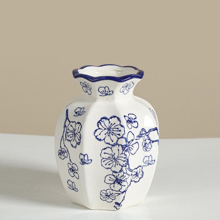 Ваза Керамическая ваза Европейская классическая ваза Домашняя гостиница Цветочная композиция Модный орнамент Ваза S