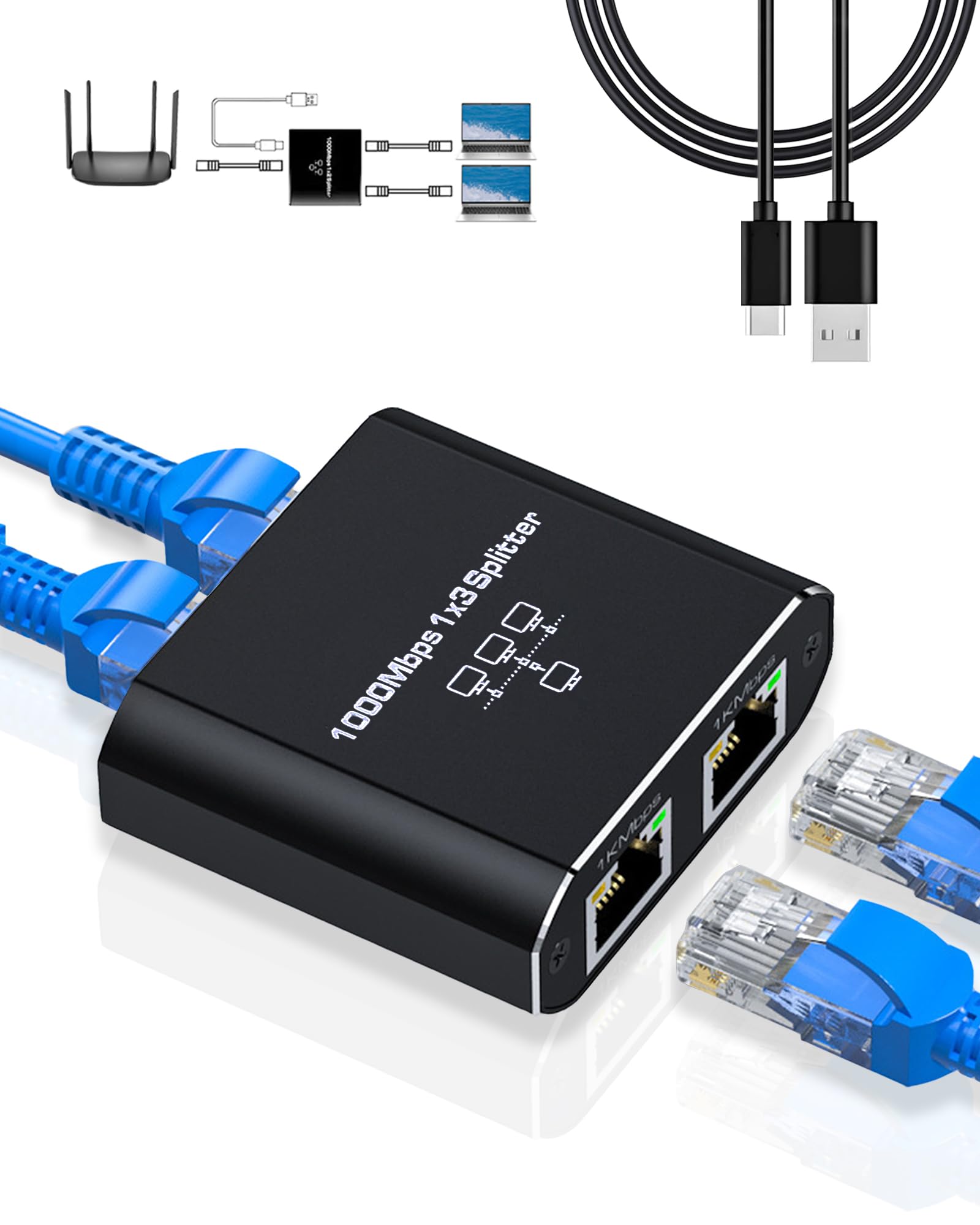 LAN Splitter LAN Cable Branch RJ45 1000Mbps 1 Input 3 Output 3 Devices Simultaneous Use Cat5 Cat5e Cat6 Cat7 Cat8 Compatible Network Expansion чорний
LAN Splitter LAN Cable Branch RJ45 1000Mbps 1 Input 3 Output 3 Devices Simultaneous Use Cat5 Cat5e Cat6 Cat7 Cat8 Compatible Network Expansion чорний