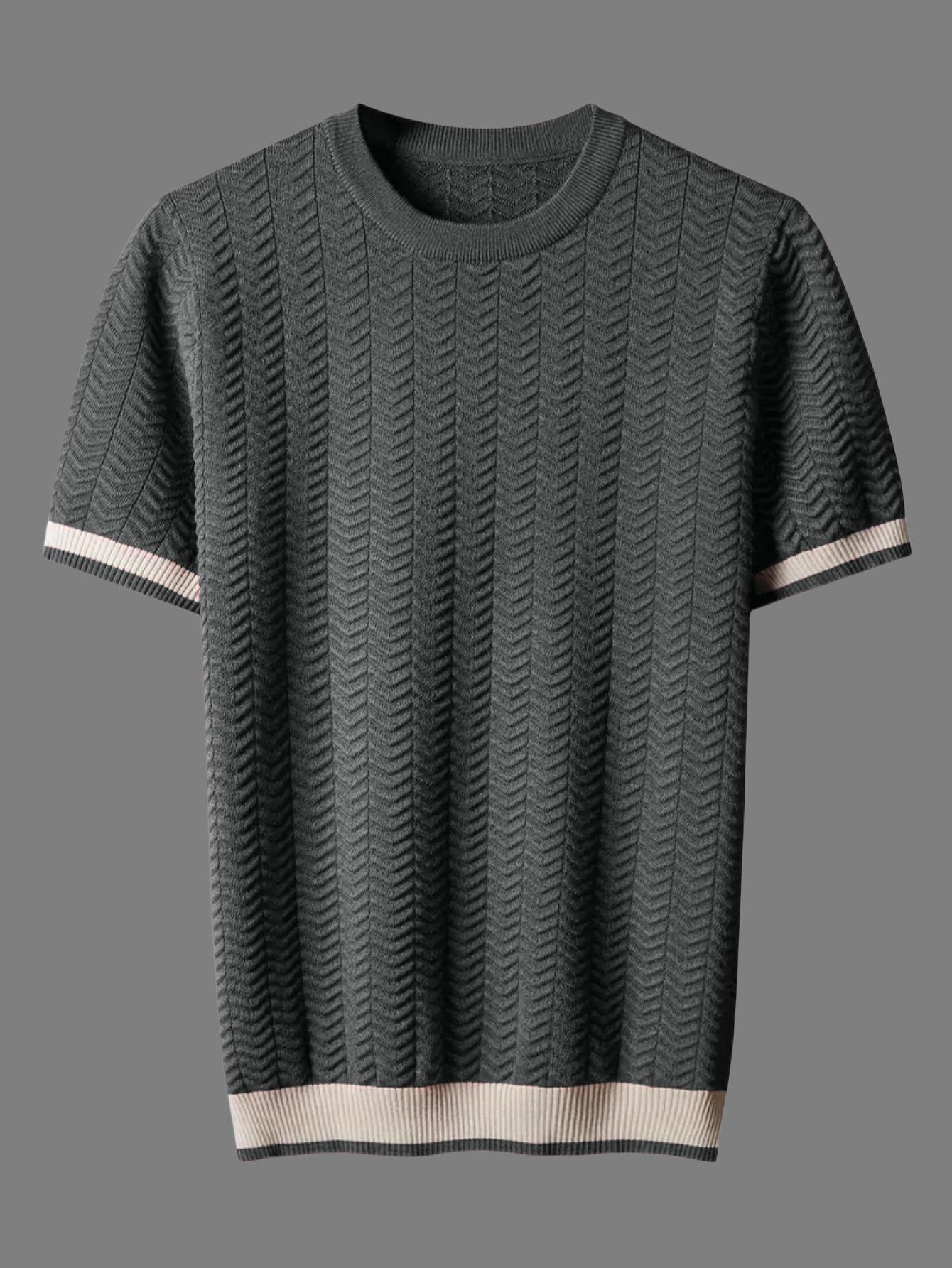 Italian Color-Block Men s Knit: Breathable Jacquard Texture, Loose Fit, Contrast Color, Round Neck, Short Sleeve. Large сірий колір
Italian Color-Block Men s Knit: Breathable Jacquard Texture, Loose Fit, Contrast Color, Round Neck, Short Sleeve. Large сірий колір