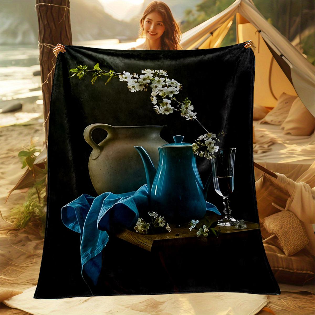 Floral teapot and wine glass patterned flannel blanketsoft and warm perfect for home décor bedding camping or travel 75x100cm
Floral teapot and wine glass patterned flannel blanketsoft and warm perfect for home décor bedding camping or travel 75x100cm