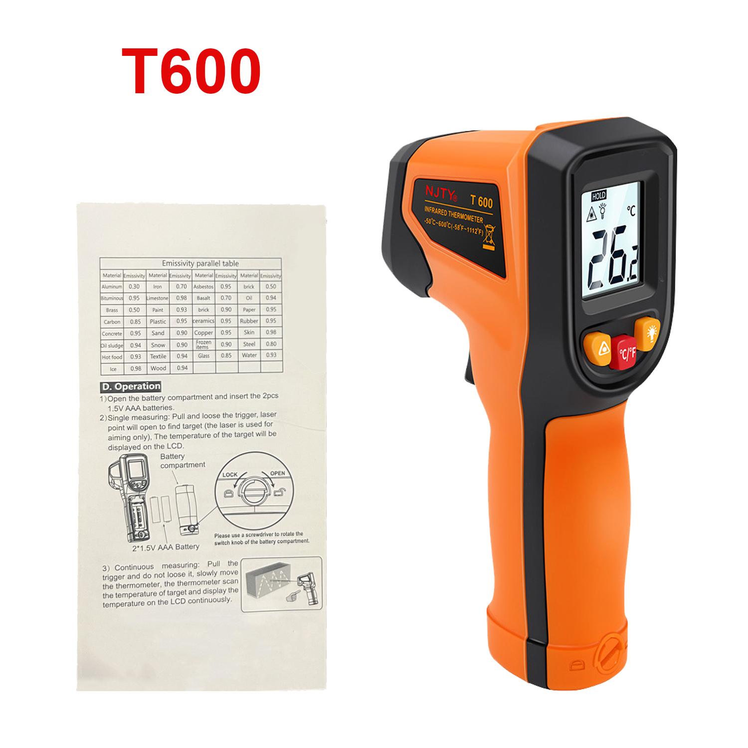 T600/T600A цифровой инфракрасный термометр -50~600℃ лазерный термометр пирометр пистолет бесконтактный лазерный измеритель температуры калибр инструменты
T600/T600A цифровой инфракрасный термометр -50~600℃ лазерный термометр пирометр пистолет бесконтактный лазерный измеритель температуры калибр инструменты