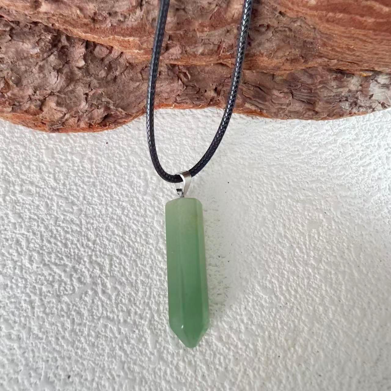 Natural Stone Hexagonal Pendant Necklace - Large Bullet Crystal Clavicle Chain for Women with Black Leather Cord
Natural Stone Hexagonal Pendant Necklace - Large Bullet Crystal Clavicle Chain for Women with Black Leather Cord