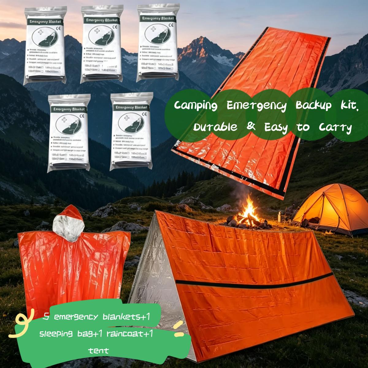 Multi-Purpose Outdoor Emergency Survival Gear Set, Insulated Mylar Blankets, Sleeping Bag, Tent and Rain Poncho for Camping помаранчевий
Multi-Purpose Outdoor Emergency Survival Gear Set, Insulated Mylar Blankets, Sleeping Bag, Tent and Rain Poncho for Camping помаранчевий