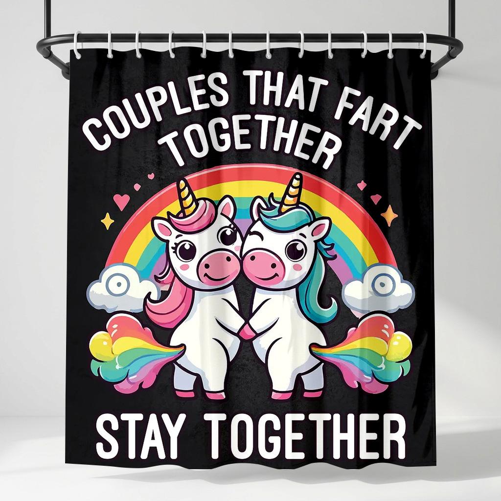 Funny Unicorn Couples Shower Curtain, Couples That Fart Together Quote, Quirky Rainbow Humorous Bathroom Decor Gift W60H190(CM)-1 Pcs
Funny Unicorn Couples Shower Curtain, Couples That Fart Together Quote, Quirky Rainbow Humorous Bathroom Decor Gift W60H190(CM)-1 Pcs