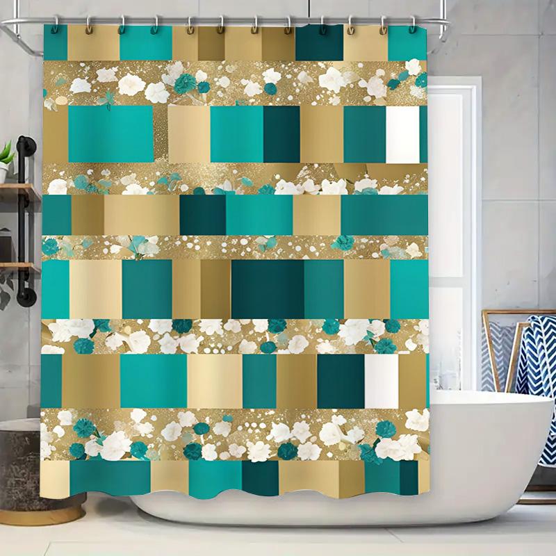 Modern Bathroom Shower Curtain Set Geometric Design With Gold And Teal Blue Colors For Home Decor In Bathrooms W60H190(CM)-1 Pcs
Modern Bathroom Shower Curtain Set Geometric Design With Gold And Teal Blue Colors For Home Decor In Bathrooms W60H190(CM)-1 Pcs