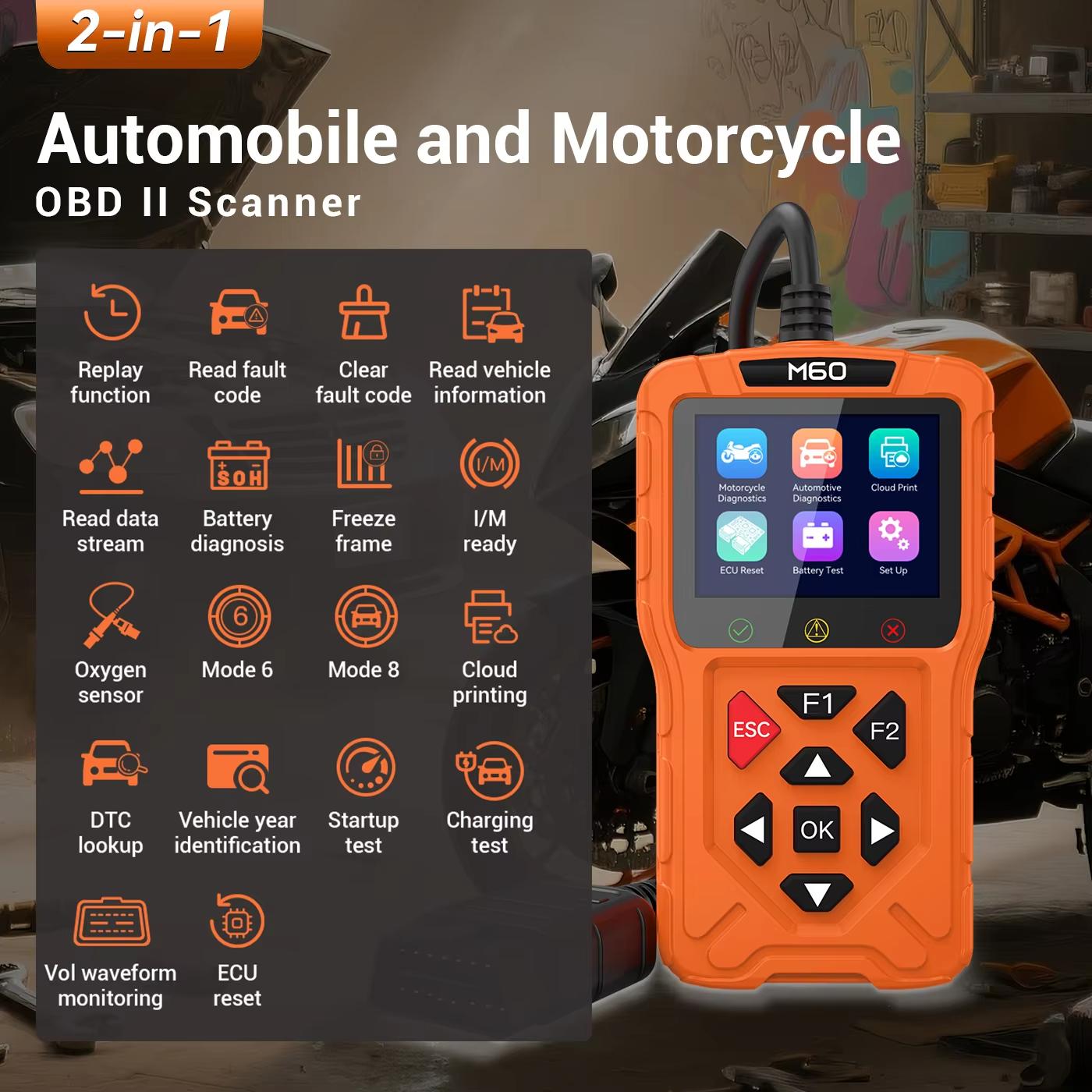 Latest Topdiag M60 Fault Code Reader for Motorcycle and Vehicle OBD2 Scanner ECU Reset Automotive DTC Lookup Car Diagnostic Tool помаранчевий
Latest Topdiag M60 Fault Code Reader for Motorcycle and Vehicle OBD2 Scanner ECU Reset Automotive DTC Lookup Car Diagnostic Tool помаранчевий