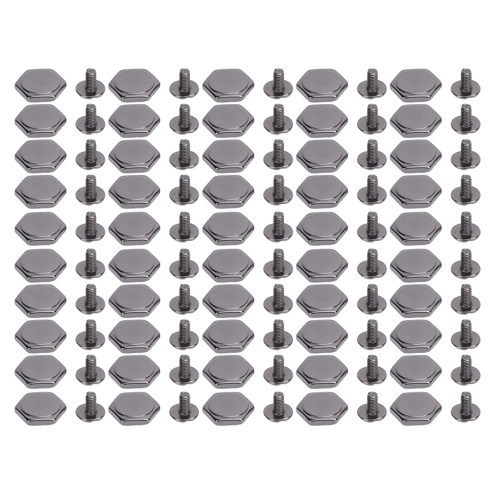 50 Set Hex Rivets Metal Back Slot Screw Delicate Finish Binding Stud Leather Fastener for Crafts Bags Belts 12mm Silver Black
50 Set Hex Rivets Metal Back Slot Screw Delicate Finish Binding Stud Leather Fastener for Crafts Bags Belts 12mm Silver Black