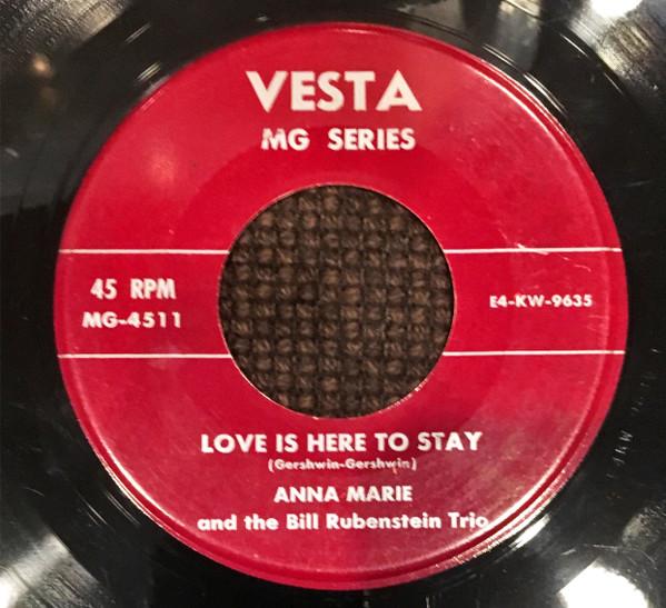 7inch Record ANNA MARIE GENOVESE THE BILL RUBE Love Is Here To Stay Interlude MG4511 Vesta Records 1955 US Jazz Used
7inch Record ANNA MARIE GENOVESE THE BILL RUBE Love Is Here To Stay Interlude MG4511 Vesta Records 1955 US Jazz Used