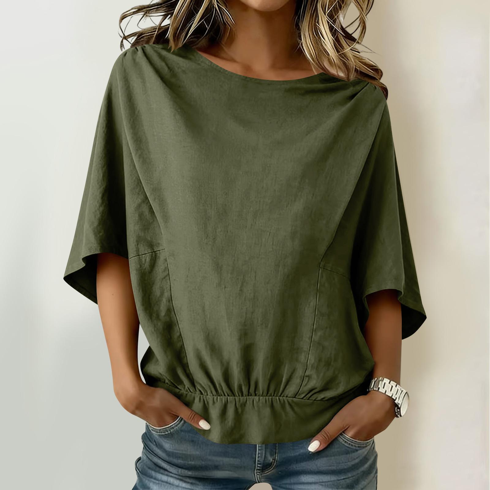 Women s Half-Sleeve Linen Shirt Ruffled Hem -Color Top L армия зеленый
Women s Half-Sleeve Linen Shirt Ruffled Hem -Color Top L армия зеленый