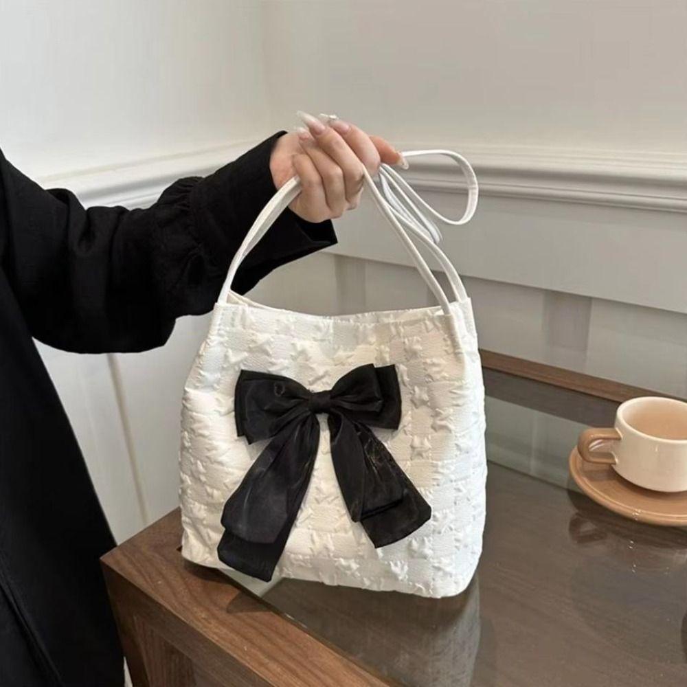 Canvas Bow Shoulder Bag Large Capacity Shoulder Bag Portable Vacation Tote Bag Women білий
Canvas Bow Shoulder Bag Large Capacity Shoulder Bag Portable Vacation Tote Bag Women білий