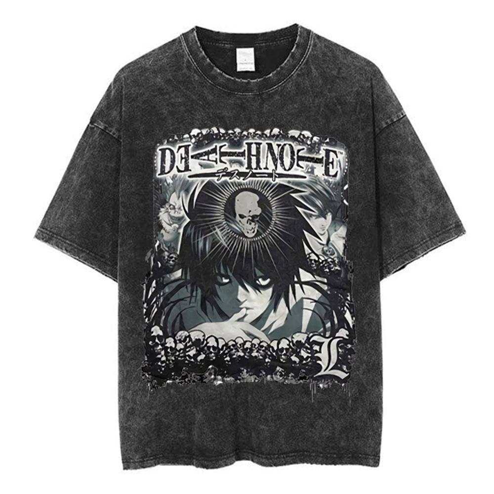 Vintage Washed Anime Death Note LLawliet Yagami Light T Shirt Mens Women Clothing Cotton Oversized Short Sleeve Tshirts Tops S
Vintage Washed Anime Death Note LLawliet Yagami Light T Shirt Mens Women Clothing Cotton Oversized Short Sleeve Tshirts Tops S