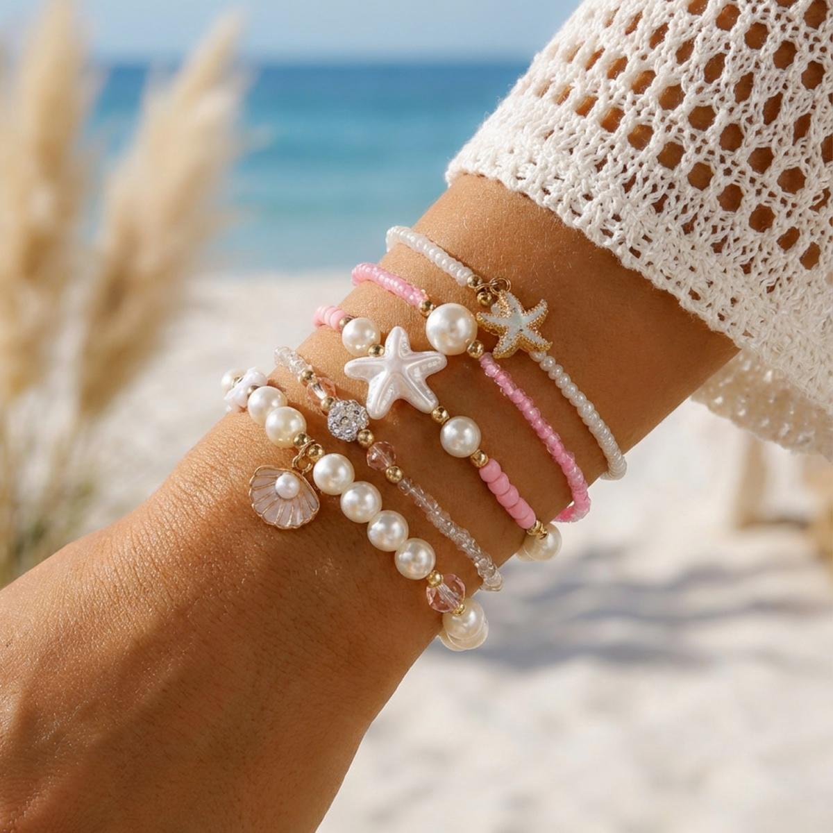 Multilayer Stackable Rice Beaded Starfish Shell Bracelet For Women Men Fish Tail Flower Star Imitation Pearl Bead Bangle Zircon
Multilayer Stackable Rice Beaded Starfish Shell Bracelet For Women Men Fish Tail Flower Star Imitation Pearl Bead Bangle Zircon