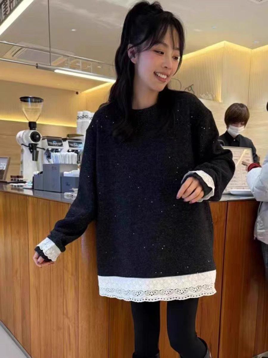 Корейский свитшот средней длины в стиле пэчворк с кружевом для женщин - Коллекция весна/осень 2025, Свободный крой, Утепленная базовая футболка M чёрный
Корейский свитшот средней длины в стиле пэчворк с кружевом для женщин - Коллекция весна/осень 2025, Свободный крой, Утепленная базовая футболка M чёрный