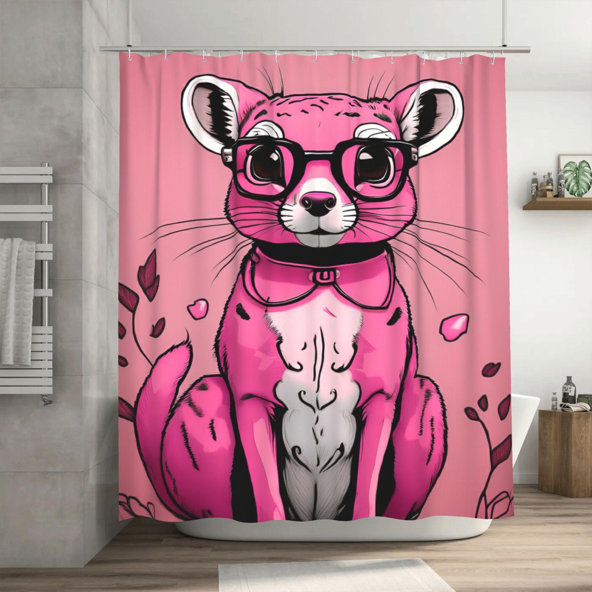 Pink Panther Cartoon Shower Curtain with Hooks - Removable Durable Polyester Bathroom Decor, Vibrant Pink Design with Glasses 90x180cm
Pink Panther Cartoon Shower Curtain with Hooks - Removable Durable Polyester Bathroom Decor, Vibrant Pink Design with Glasses 90x180cm