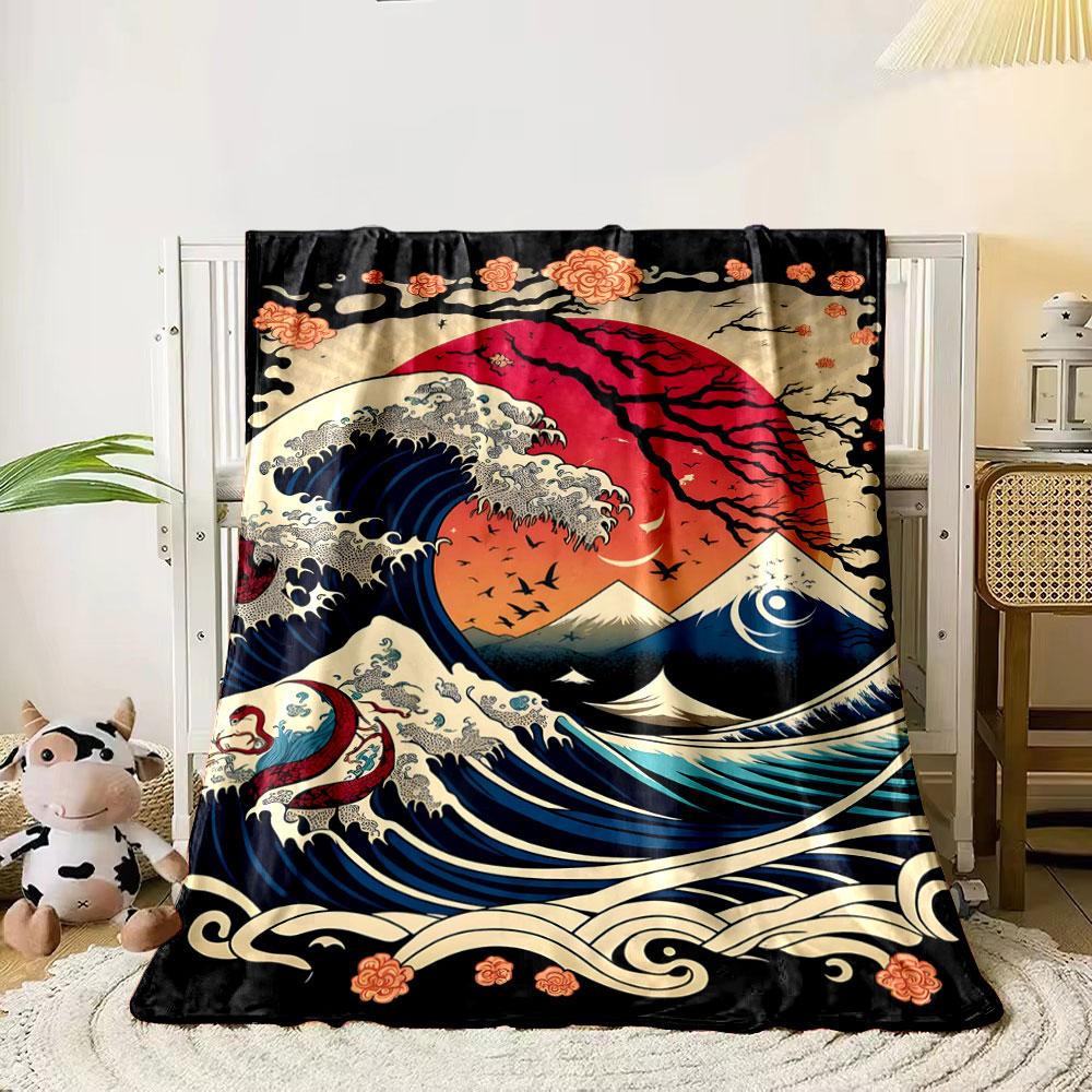 Vivid Japanese-inspired design with waves, a red sun, and cherry blossoms. for all seasons blanket lunch break throw gift 80cm x 120cm
Vivid Japanese-inspired design with waves, a red sun, and cherry blossoms. for all seasons blanket lunch break throw gift 80cm x 120cm