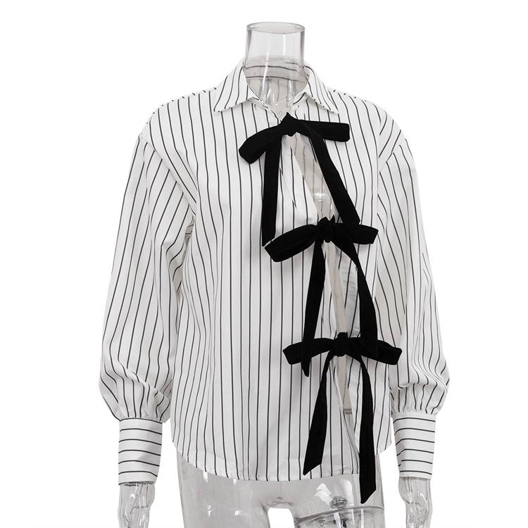 Women s White Black Stripe Bow Detail Long Sleeve Loose Fit Shirt S белый
Women s White Black Stripe Bow Detail Long Sleeve Loose Fit Shirt S белый