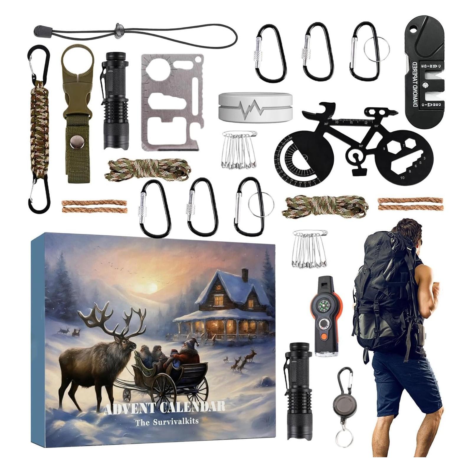 24-дневный календарь обратного отсчета до Рождества, мужской календарь прибытия, набор для выживания, календарь прибытия снаряжения для выживания на открытом воздухе One Size чёрный
24-дневный календарь обратного отсчета до Рождества, мужской календарь прибытия, набор для выживания, календарь прибытия снаряжения для выживания на открытом воздухе One Size чёрный