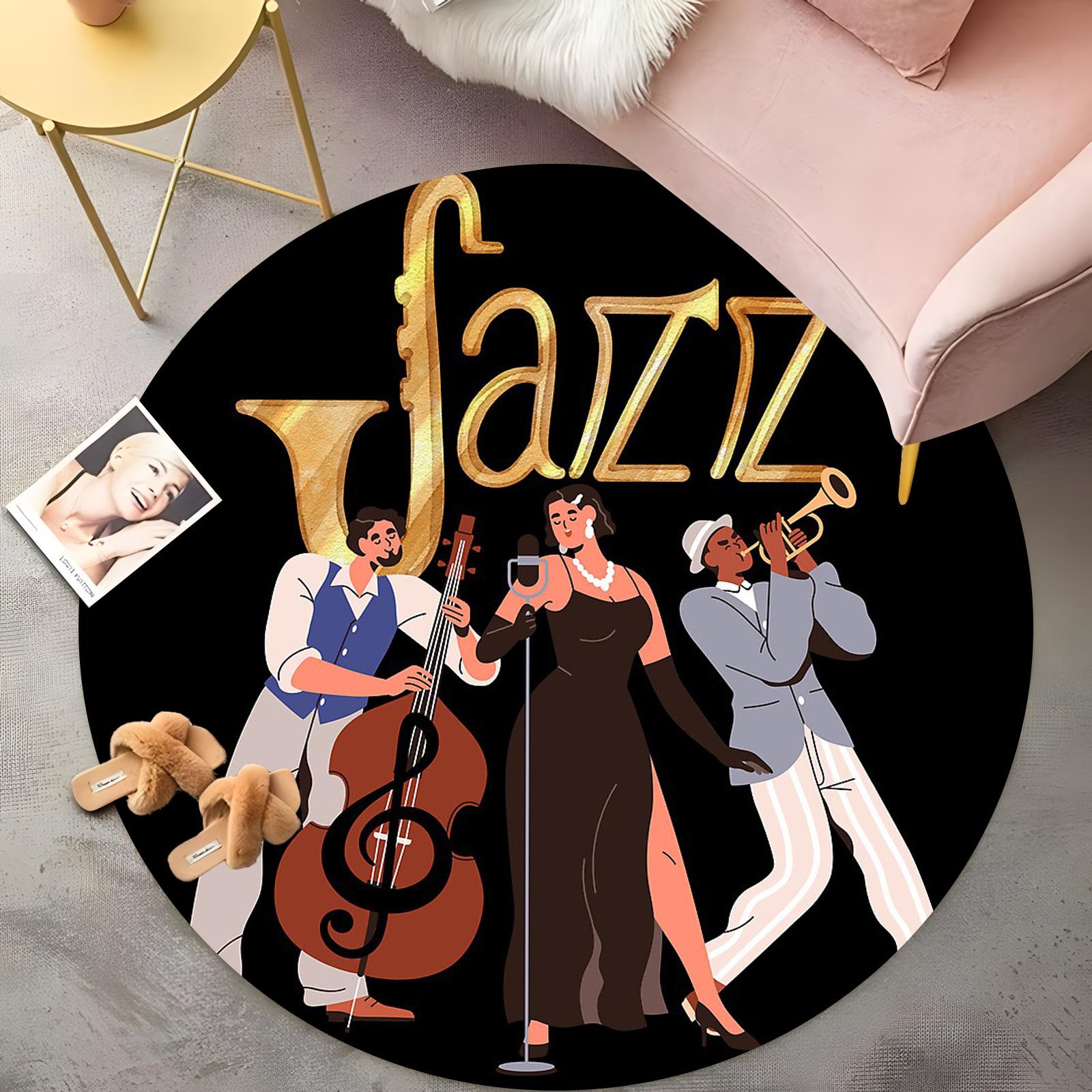 Golden Jazz Trio Round Rug - Black & Gold Musician Design, Bohemian Living Room Carpet, Non-Slip Music Lover Floor Mat 60cm
Golden Jazz Trio Round Rug - Black & Gold Musician Design, Bohemian Living Room Carpet, Non-Slip Music Lover Floor Mat 60cm
