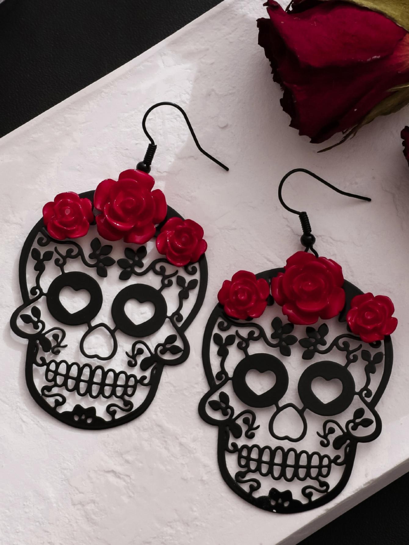 Серьги Gothic Rose Skull - Хэллоуин Темный Hollowed Love Design для женщин 
Серьги Gothic Rose Skull - Хэллоуин Темный Hollowed Love Design для женщин