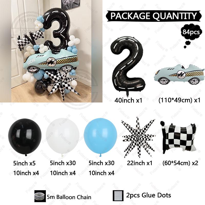 84pcs Racing Car Theme Tire Car Foil Balloon Set Checkered Flag 1-9st Years Old Boys Birthday Party Decorations Baby Shower 2026 40inch
84pcs Racing Car Theme Tire Car Foil Balloon Set Checkered Flag 1-9st Years Old Boys Birthday Party Decorations Baby Shower 2026 40inch