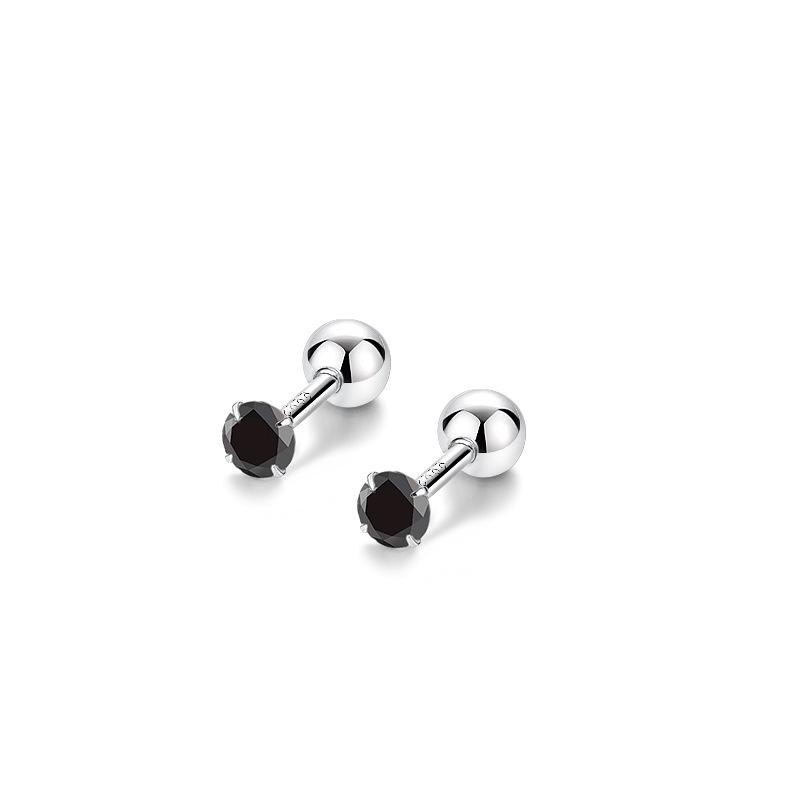 999 Sterling Silver Simple White Black Zircon Screw Earrings for Women Exquisite Small Korean Ear Accessories
999 Sterling Silver Simple White Black Zircon Screw Earrings for Women Exquisite Small Korean Ear Accessories