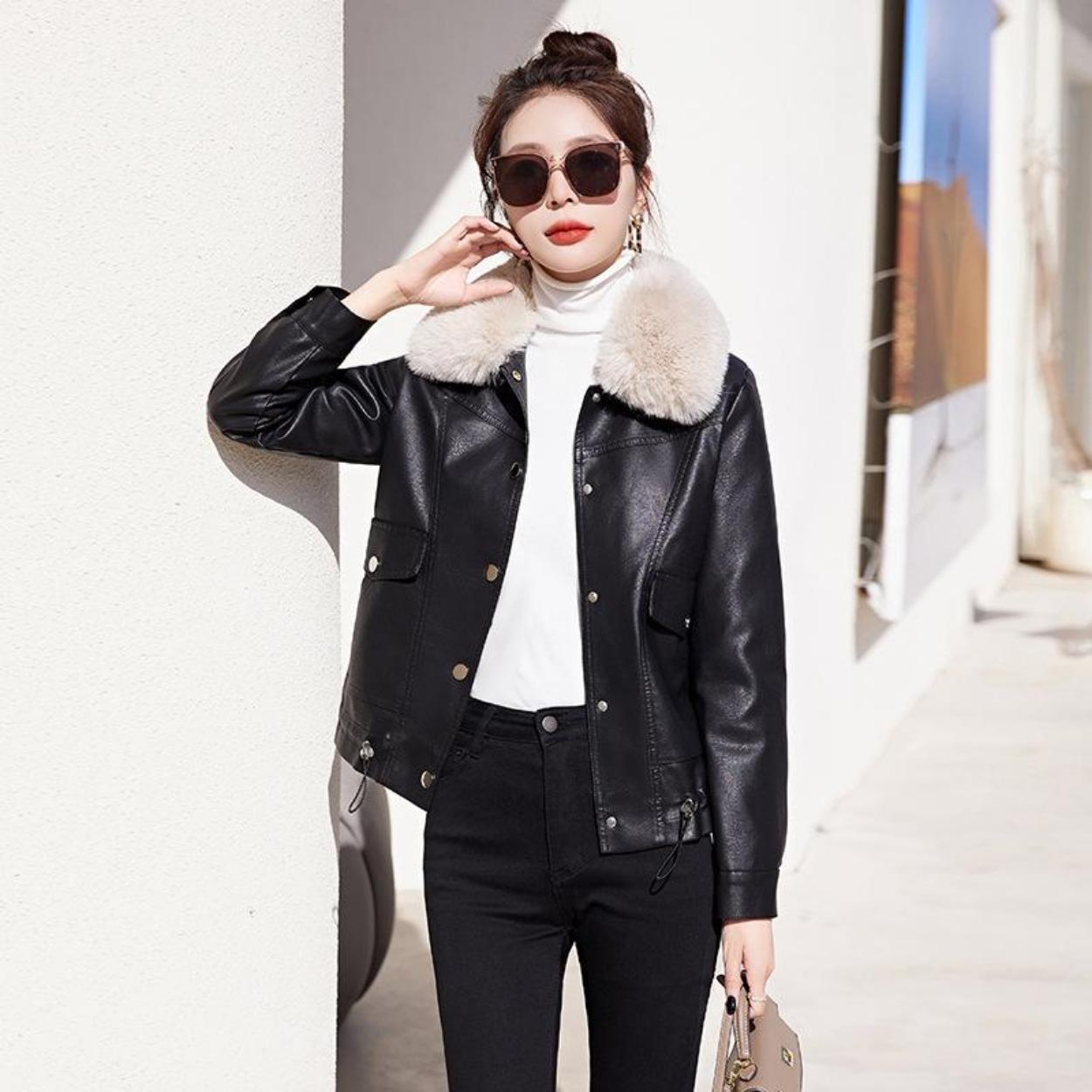 Высококачественная маленькая кожаная куртка, женская короткая утолщенная хлопковая модная куртка нового стиля M