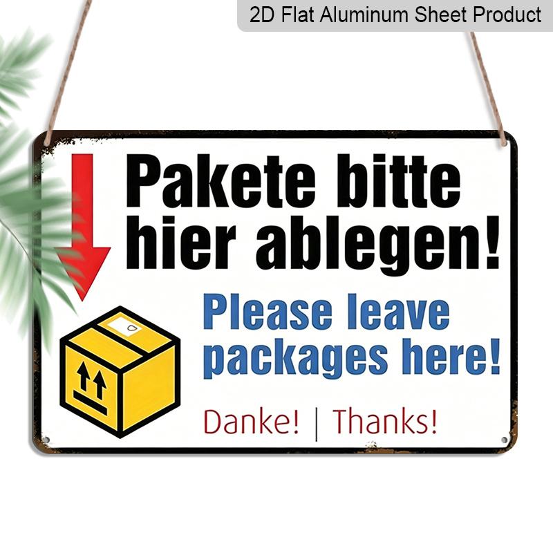 2D Flat, Single Vintage Package Drop Off Sign - Sturdy Aluminum Metal Leave Packages Here - Featuring German-Inspired Text - Suitable for Home 20*30cm
2D Flat, Single Vintage Package Drop Off Sign - Sturdy Aluminum Metal Leave Packages Here - Featuring German-Inspired Text - Suitable for Home 20*30cm
