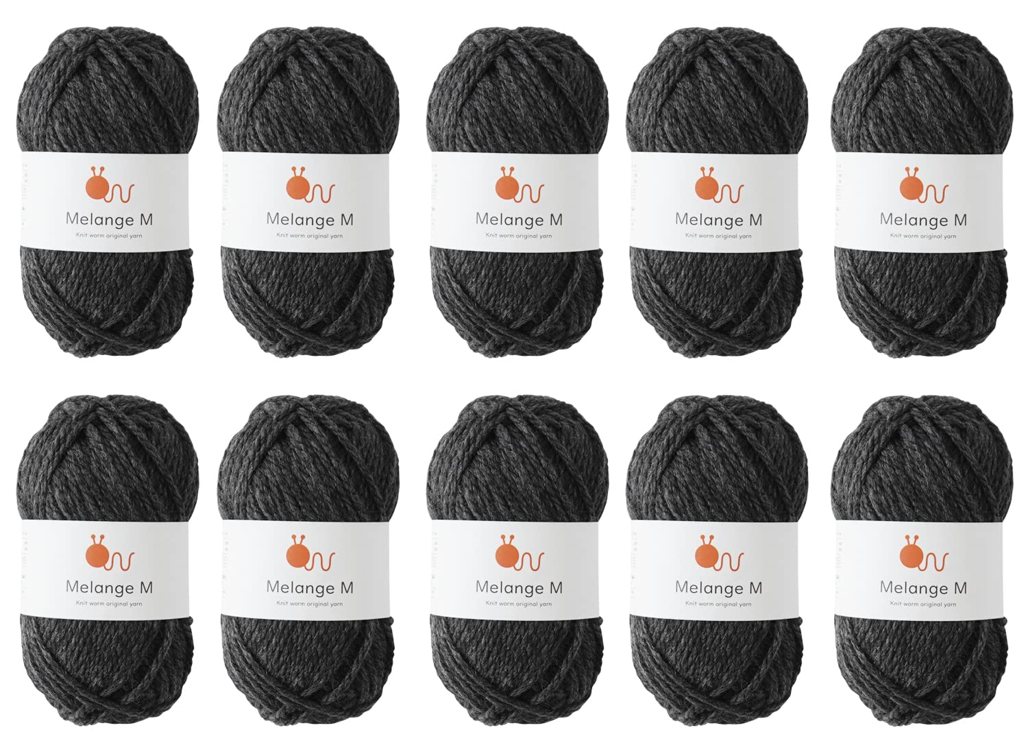 Raw Wool Knitworm Yarn 10 Ball Set Melange M Medium Thick 30g (60m) 60% Wool, 40% Acrylic (4. Charcoal Gray)
Raw Wool Knitworm Yarn 10 Ball Set Melange M Medium Thick 30g (60m) 60% Wool, 40% Acrylic (4. Charcoal Gray)