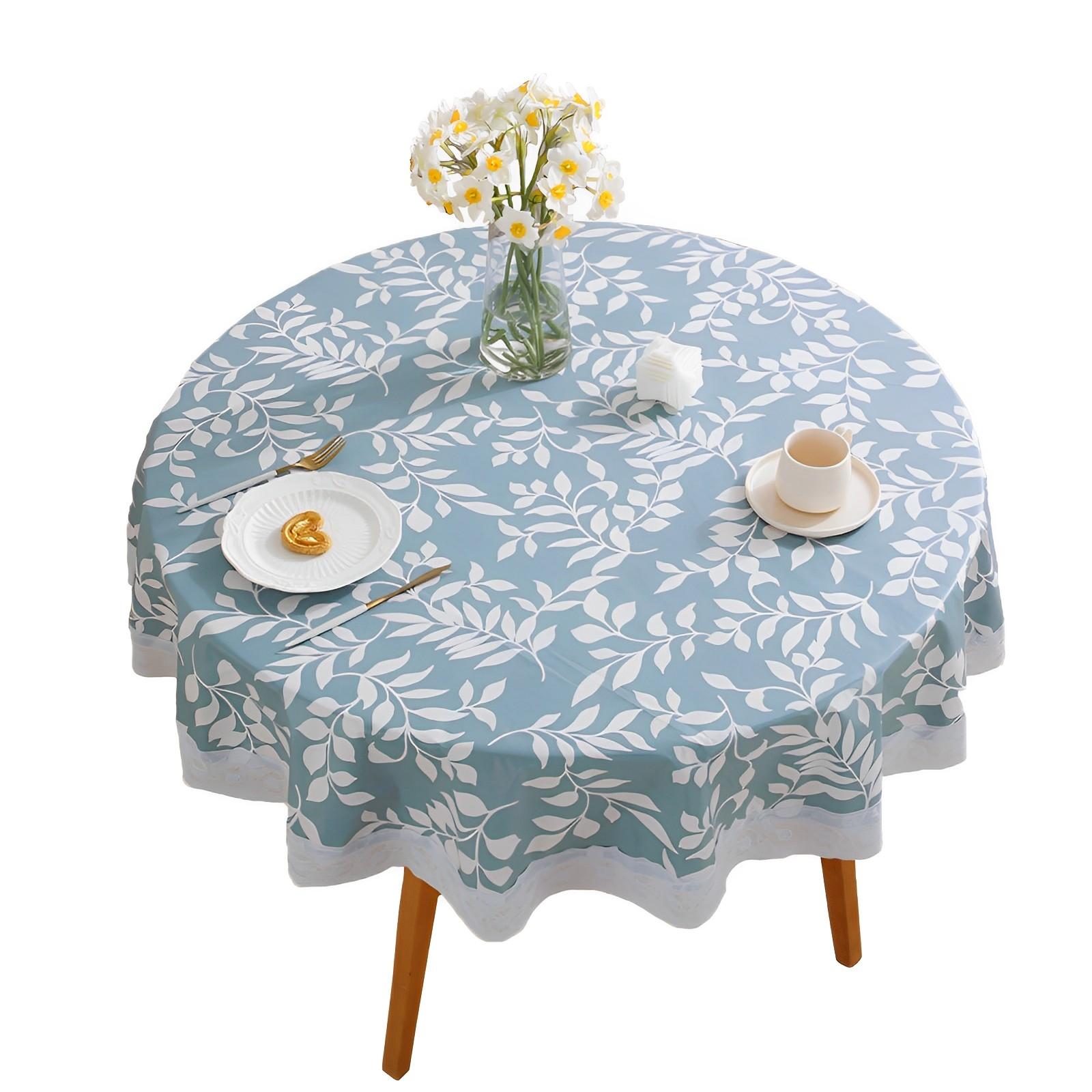 Круглая скатерть с полиэстеровой подложкой Маслостойкая скатерть Водонепроницаемые скатерти Устойчивая к пятнам Немоющаяся ПВХ-скатерть