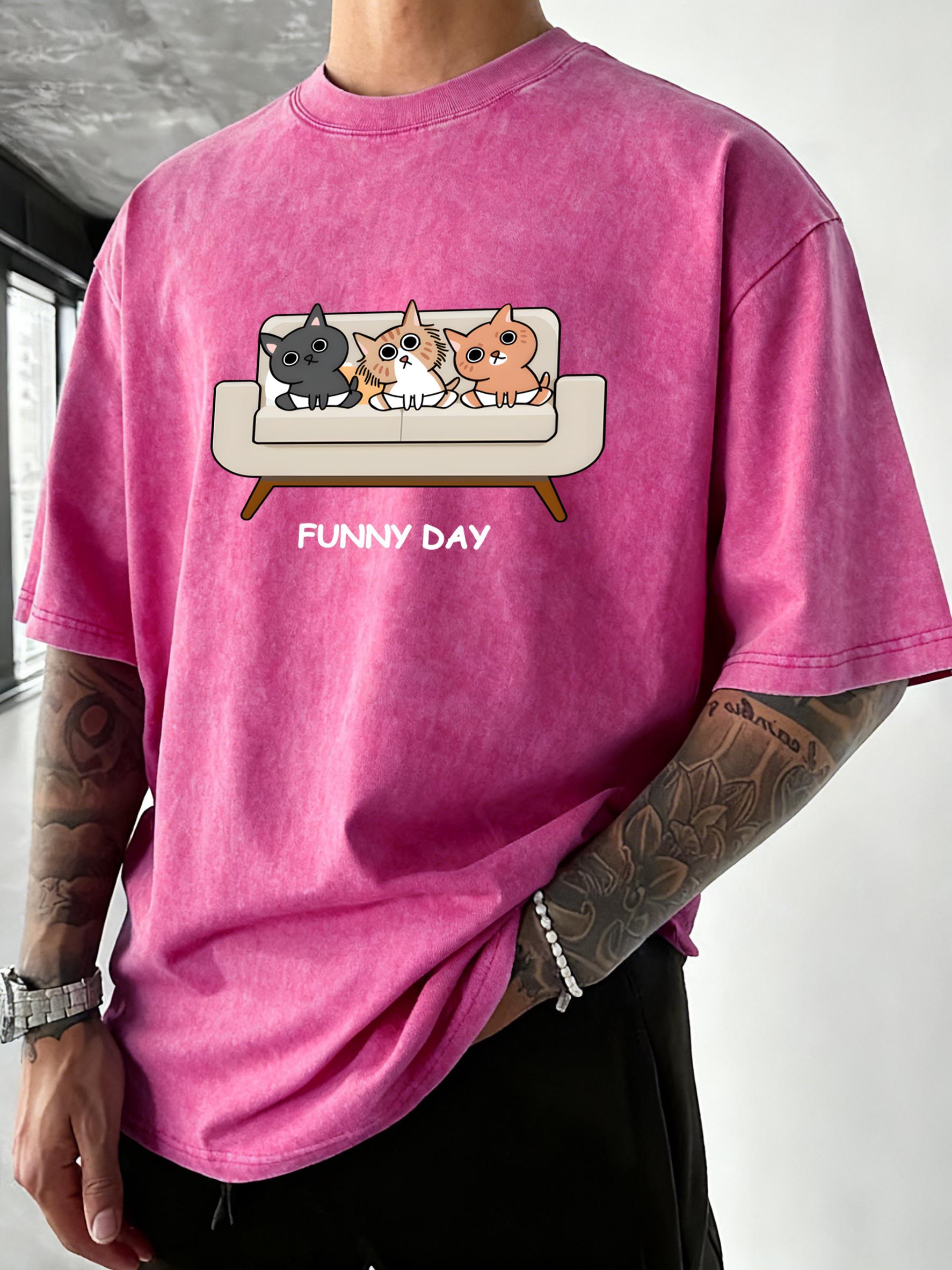 Funny Day Relaxed Cat Pattern Washed TShirt Men Summer Vacation Clothing Casual Crewneck Tee Shirts Oversize Cotton Streetwear S
Funny Day Relaxed Cat Pattern Washed TShirt Men Summer Vacation Clothing Casual Crewneck Tee Shirts Oversize Cotton Streetwear S