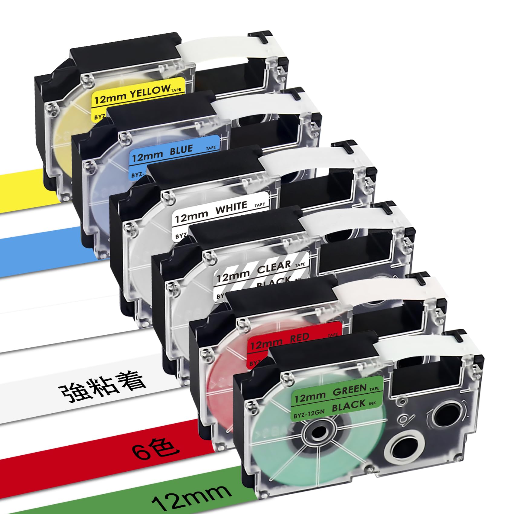 YUU Compatible Casio Name Land Tape 12mm Strong Adhesive Black Text Tape Cartridge Blue Red White Yellow Green Transparent CASIO Name Land Set
YUU Compatible Casio Name Land Tape 12mm Strong Adhesive Black Text Tape Cartridge Blue Red White Yellow Green Transparent CASIO Name Land Set