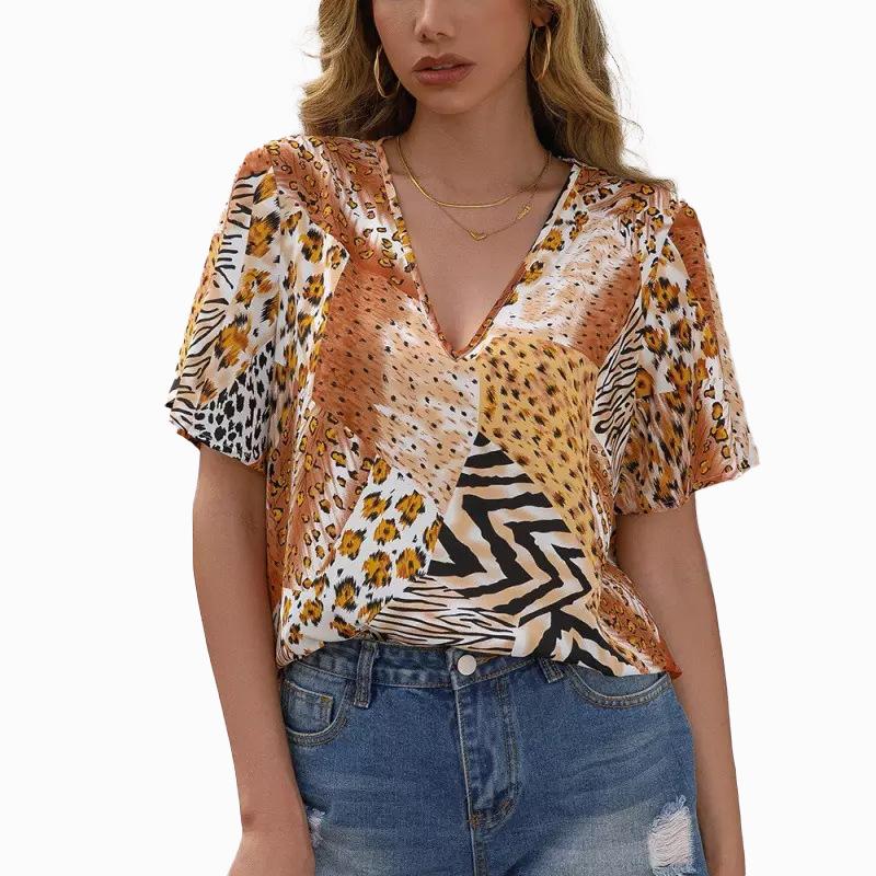 Літня вільна повсякденна жіноча футболка з леопардовим принтом і V-подібним вирізом 2023 року з короткими рукавами XL
Літня вільна повсякденна жіноча футболка з леопардовим принтом і V-подібним вирізом 2023 року з короткими рукавами XL