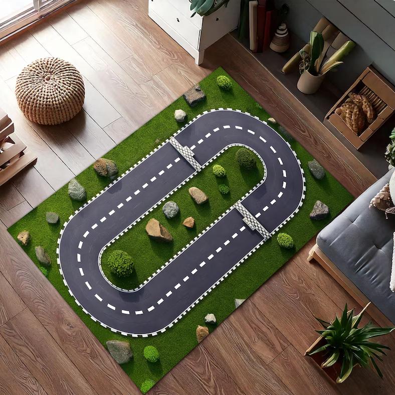 Kids Room Rug 3D Race Track Theme Carpet Non-Slip Soft Easy Clean Durable Racing Enthusiast Parent-Child Home Decor Mat 40X60cm
Kids Room Rug 3D Race Track Theme Carpet Non-Slip Soft Easy Clean Durable Racing Enthusiast Parent-Child Home Decor Mat 40X60cm