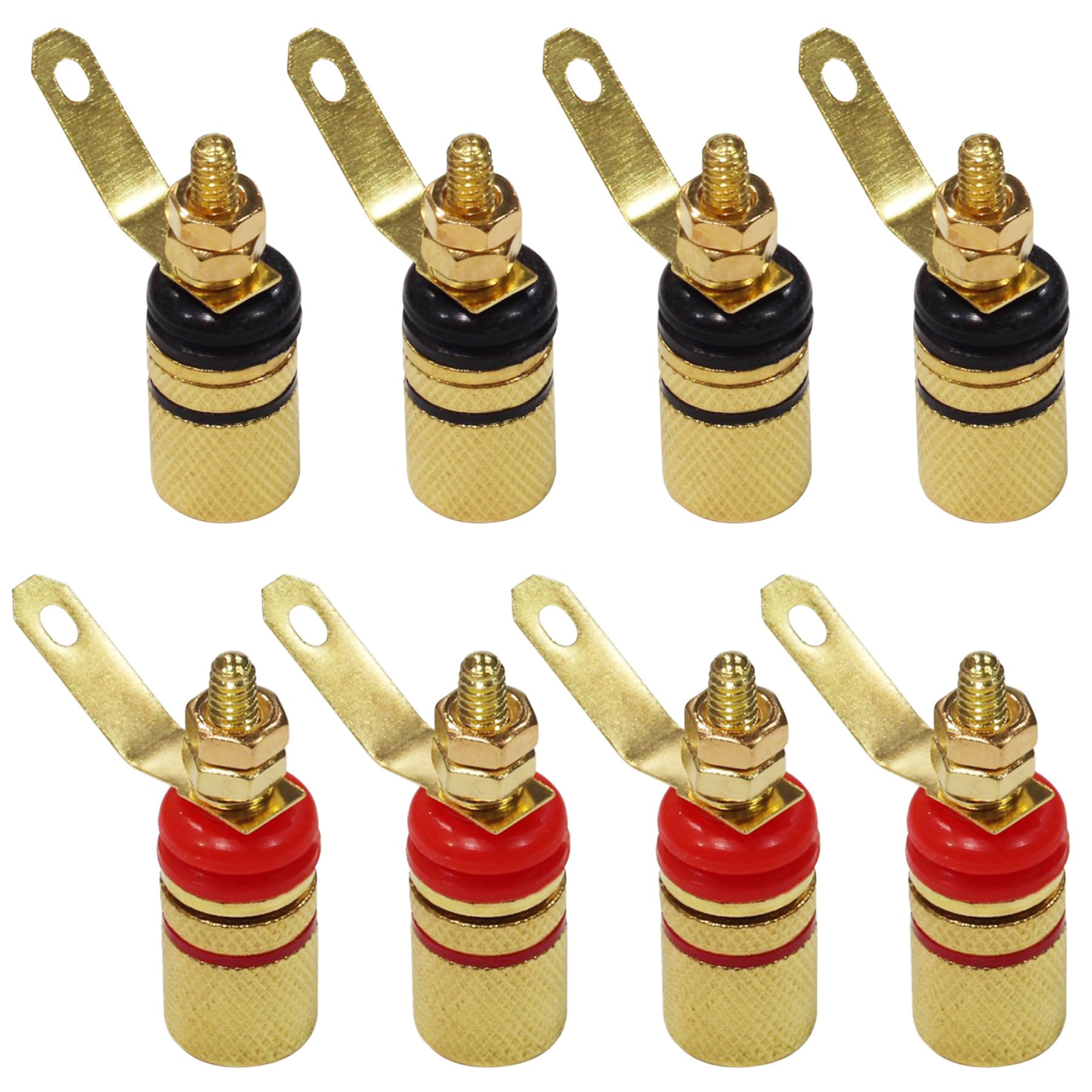 Audiophile Brass Gold Plated Speaker Terminal Binding Post Banana Plug Compatible 4 Red 4 Black Wiring Connections 4 Black 4 Red 4 Total 8 Pieces
Audiophile Brass Gold Plated Speaker Terminal Binding Post Banana Plug Compatible 4 Red 4 Black Wiring Connections 4 Black 4 Red 4 Total 8 Pieces