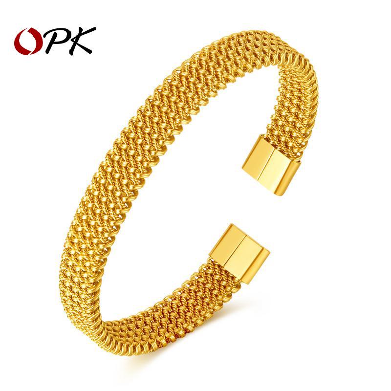 OPK Gold-Plated Titanium Steel Woven Open Bangle - Personalized European & American Fashion Bracelet
OPK Gold-Plated Titanium Steel Woven Open Bangle - Personalized European & American Fashion Bracelet