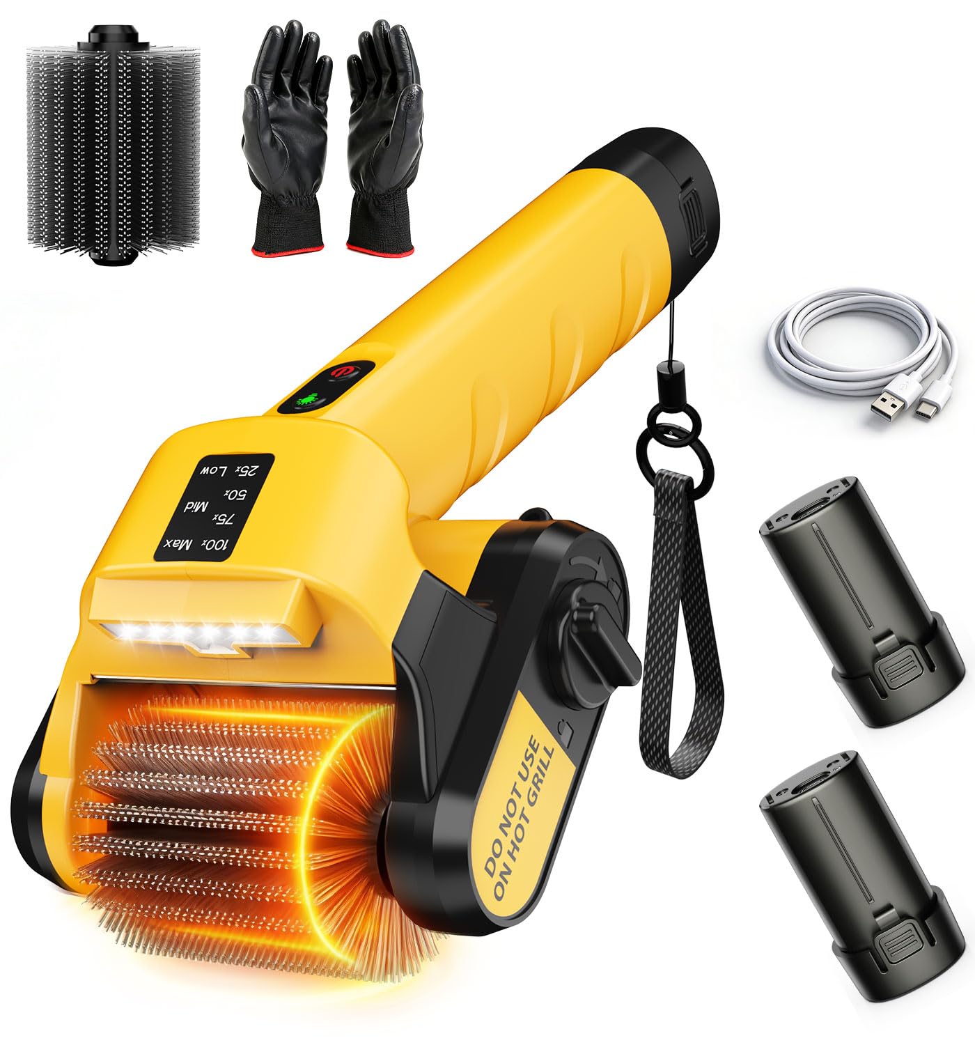 Qimedo Electric BBQ Brush - Powerful Burnt-On Remover, Includes 2 Rechargeable Batteries and 2 Interchangeable Metal Brush Heads, Ideal for Camping BB
Qimedo Electric BBQ Brush - Powerful Burnt-On Remover, Includes 2 Rechargeable Batteries and 2 Interchangeable Metal Brush Heads, Ideal for Camping BB