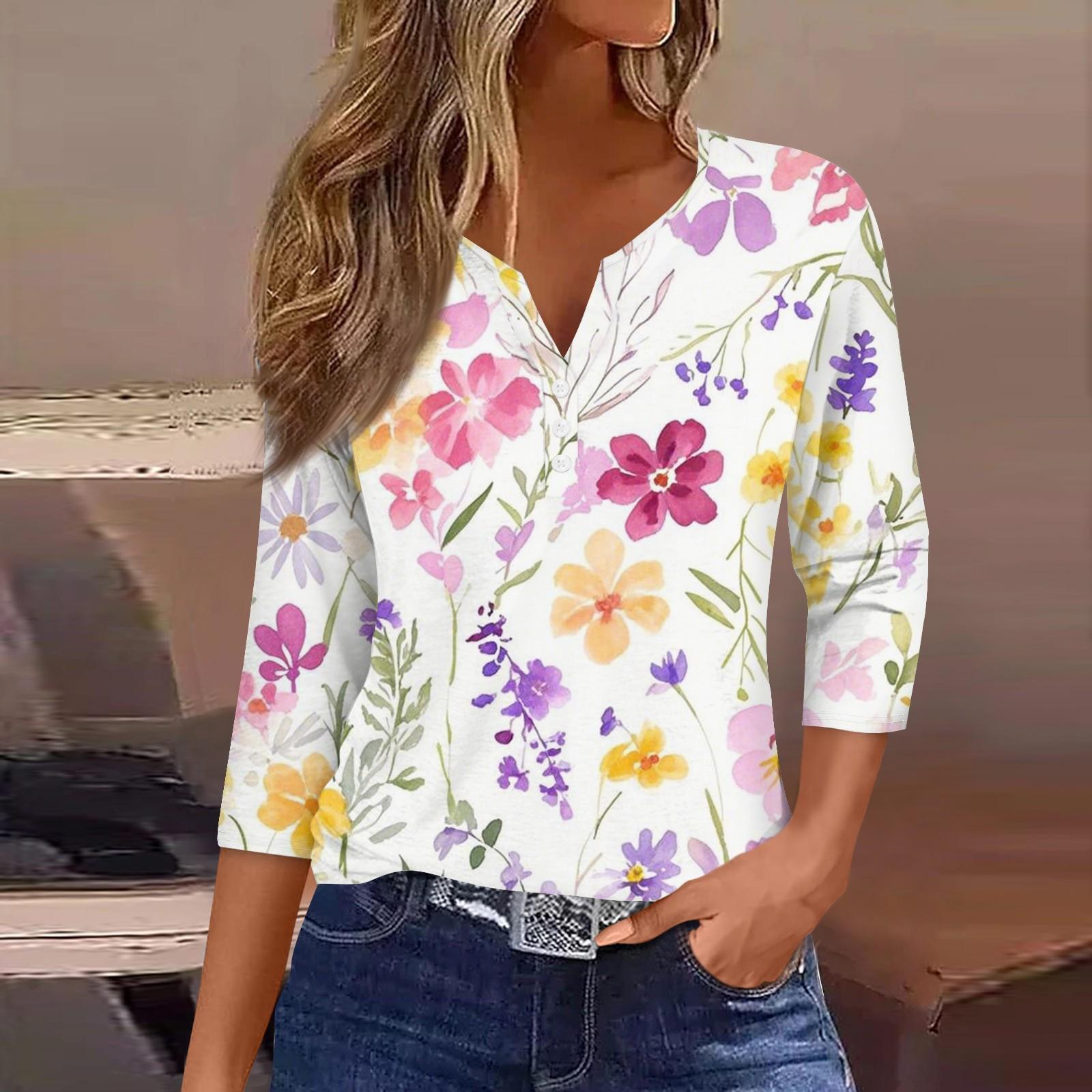 Жіноча футболка з принтом на ґудзиках, рукав 3/4, щоденна мода на вихідні, базовий V-подібний виріз, звичайний топ L
Жіноча футболка з принтом на ґудзиках, рукав 3/4, щоденна мода на вихідні, базовий V-подібний виріз, звичайний топ L