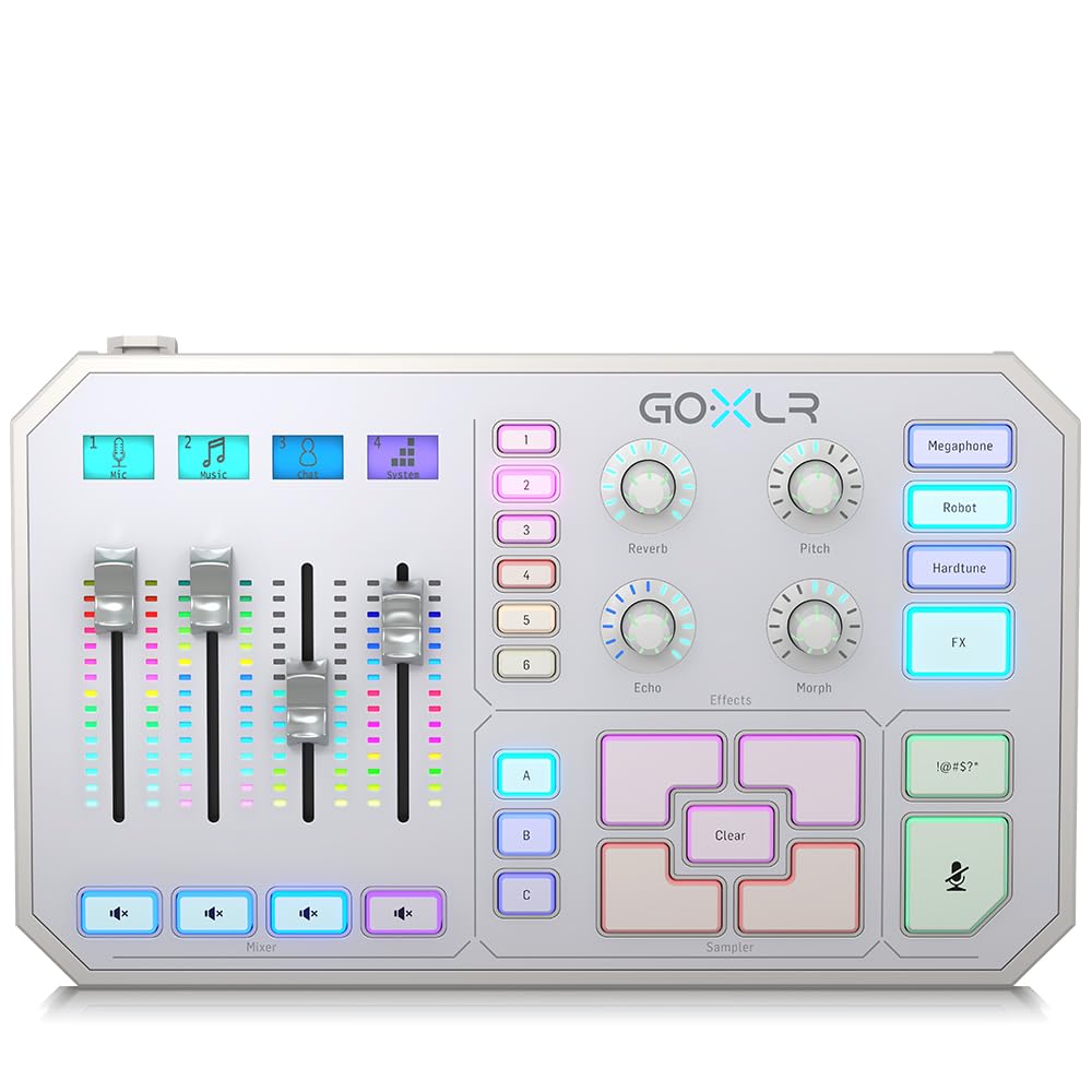 TC Helicon GoXLR-WH Innovative Online Broadcast Platform 4 Channel Mixer Motorized Fader Soundboard with Vocal Effects
TC Helicon GoXLR-WH Innovative Online Broadcast Platform 4 Channel Mixer Motorized Fader Soundboard with Vocal Effects