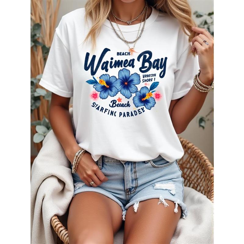 Waimea Bay Beach North Shore Surfing Paradise Hawaii Graphic Print T-shirt | Short Sleeve Crew Neck Casual Top for Summer & Spring Womens Clothing S
Waimea Bay Beach North Shore Surfing Paradise Hawaii Graphic Print T-shirt | Short Sleeve Crew Neck Casual Top for Summer & Spring Womens Clothing S