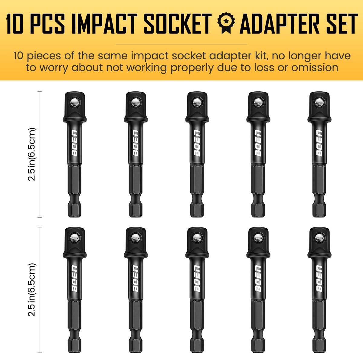 10-Piece 3/8 Drive Impact Socket Adapter Set, 1/4 SAE Hex Shank for Power Drill to Impact Wrench United States
10-Piece 3/8 Drive Impact Socket Adapter Set, 1/4 SAE Hex Shank for Power Drill to Impact Wrench United States