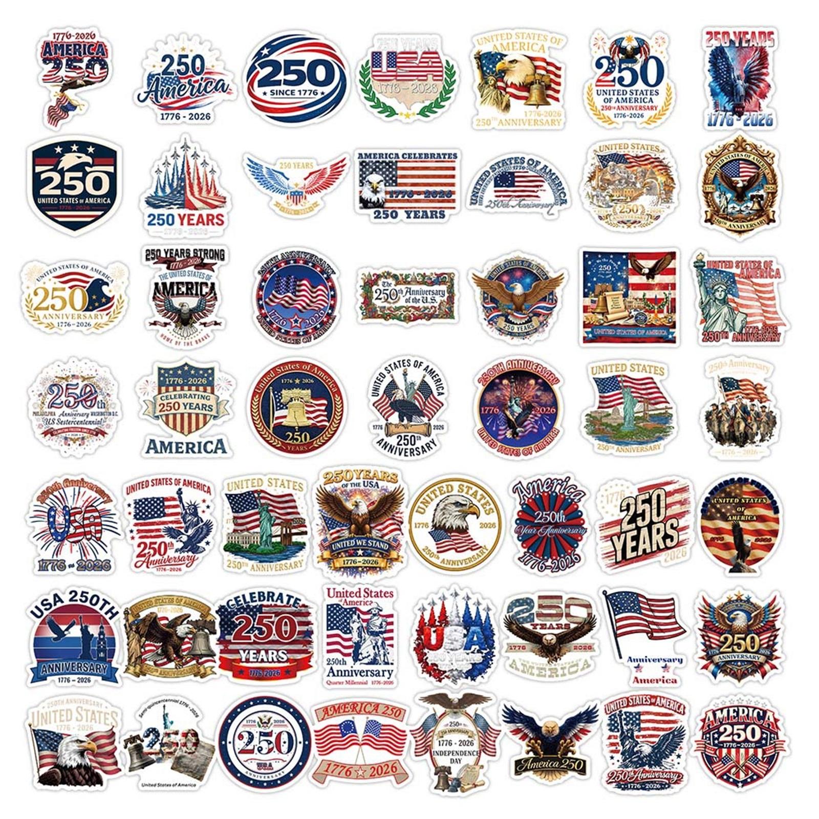 250th Anniversary Patriotic Stickers Set 55 Pieces USA Commemorative Waterproof Decals for DIY Crafts Car Laptop Water Bottles Scrapbooking one size чёрный
250th Anniversary Patriotic Stickers Set 55 Pieces USA Commemorative Waterproof Decals for DIY Crafts Car Laptop Water Bottles Scrapbooking one size чёрный