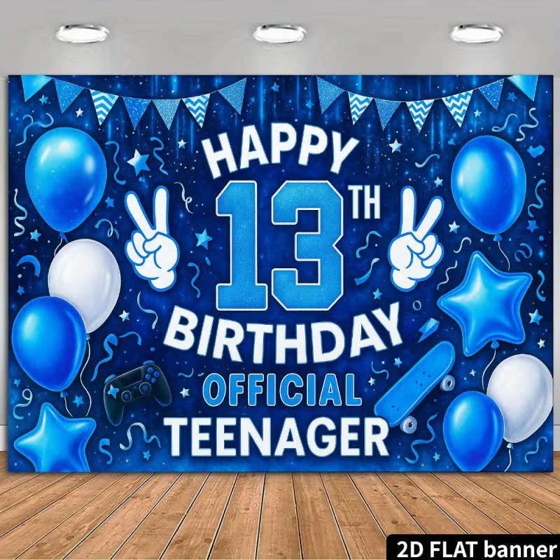 2D Boys 13th Birthday Backdrop - Skateboard & Balloon Banner for Official Teenager Photoshoot 47.2x31.5inch/120*80cm
2D Boys 13th Birthday Backdrop - Skateboard & Balloon Banner for Official Teenager Photoshoot 47.2x31.5inch/120*80cm