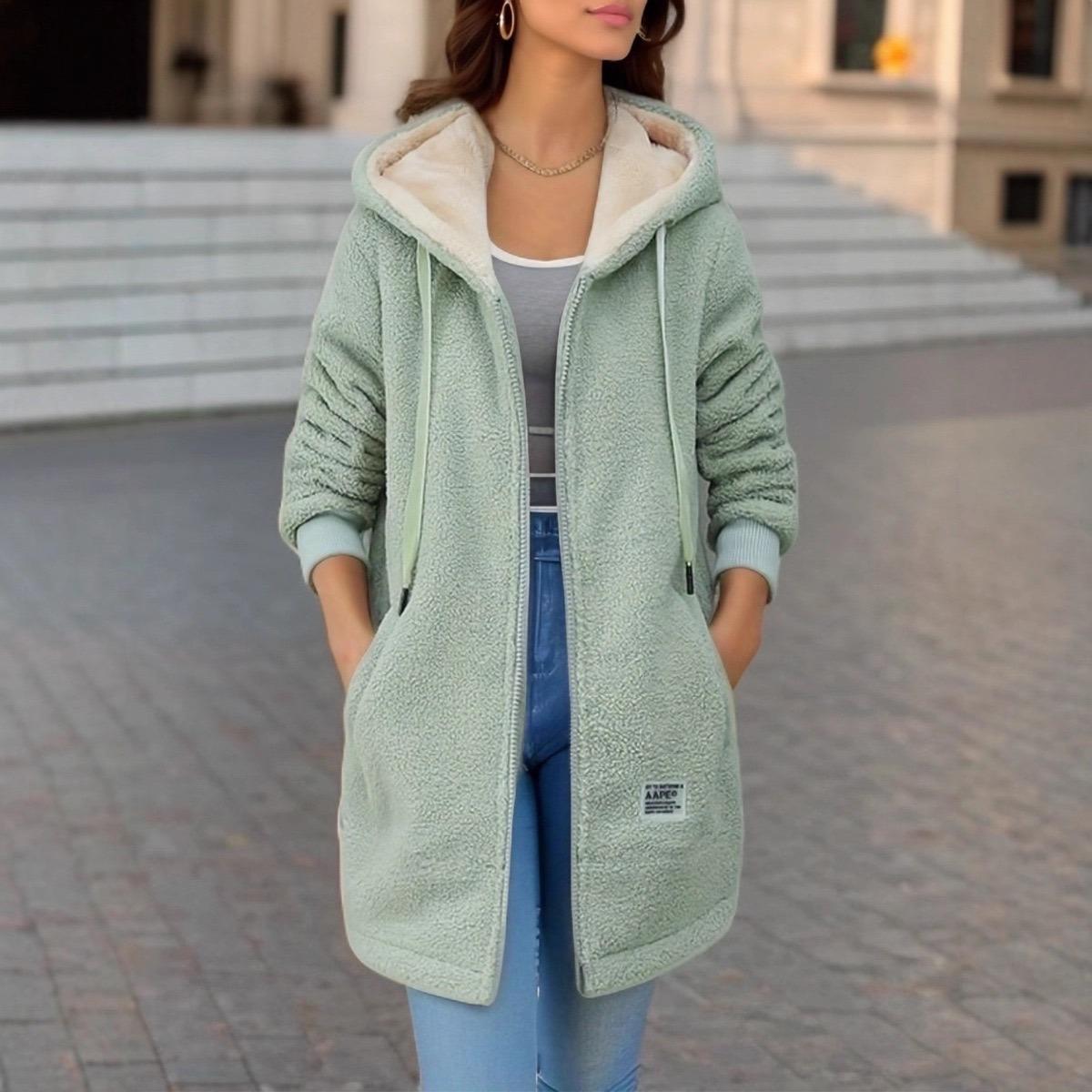 Утолщенная флисовая подкладка, женская толстовка с капюшоном, кардиган, зимняя модная новая куртка из овечьей шерсти 3XL зелёный
Утолщенная флисовая подкладка, женская толстовка с капюшоном, кардиган, зимняя модная новая куртка из овечьей шерсти 3XL зелёный