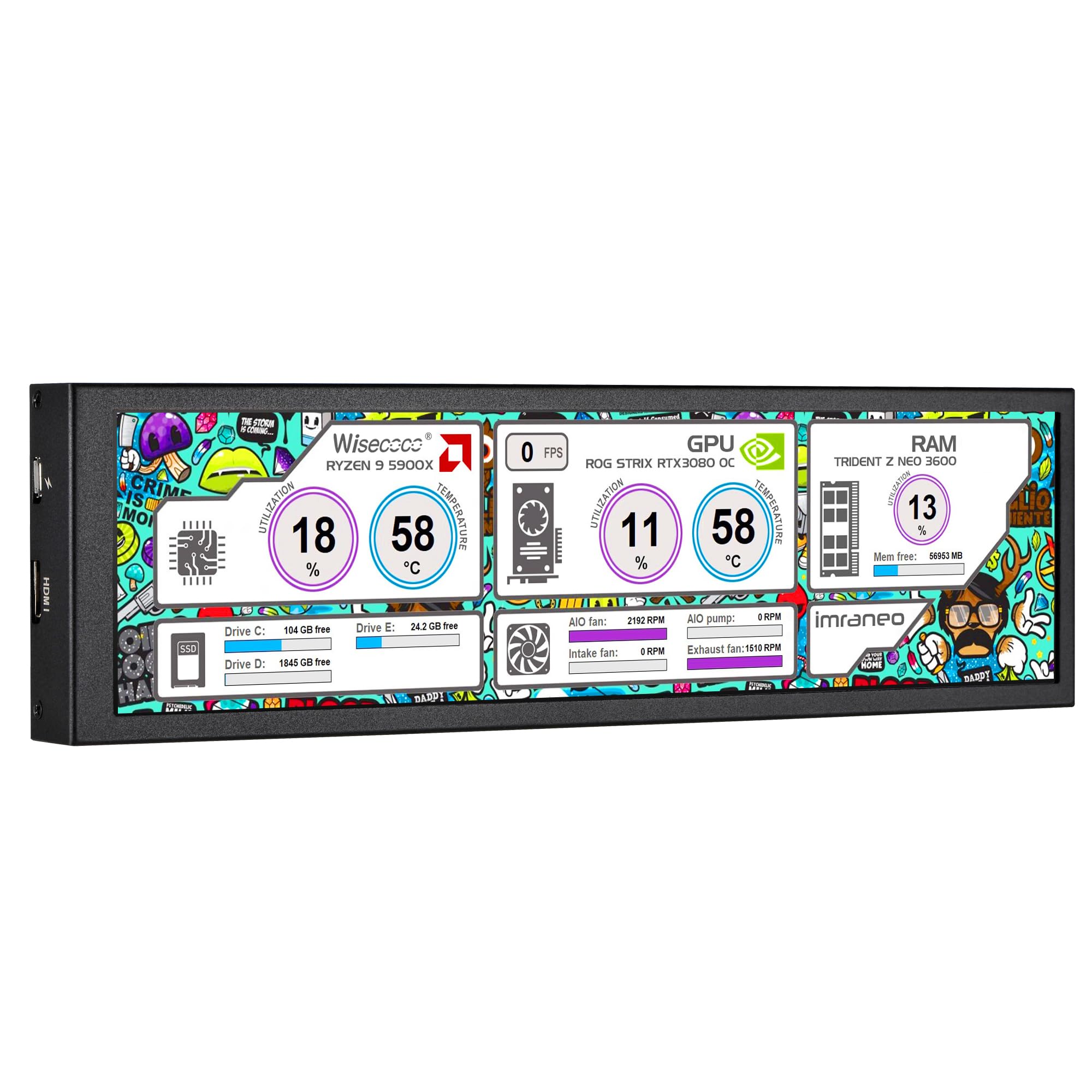 wisecoco inch small monitor HD 1920x480 IPS LCD mini display PC CPU data monitor mini display landscape host sensor panel display for AIDA64 8.8
wisecoco inch small monitor HD 1920x480 IPS LCD mini display PC CPU data monitor mini display landscape host sensor panel display for AIDA64 8.8